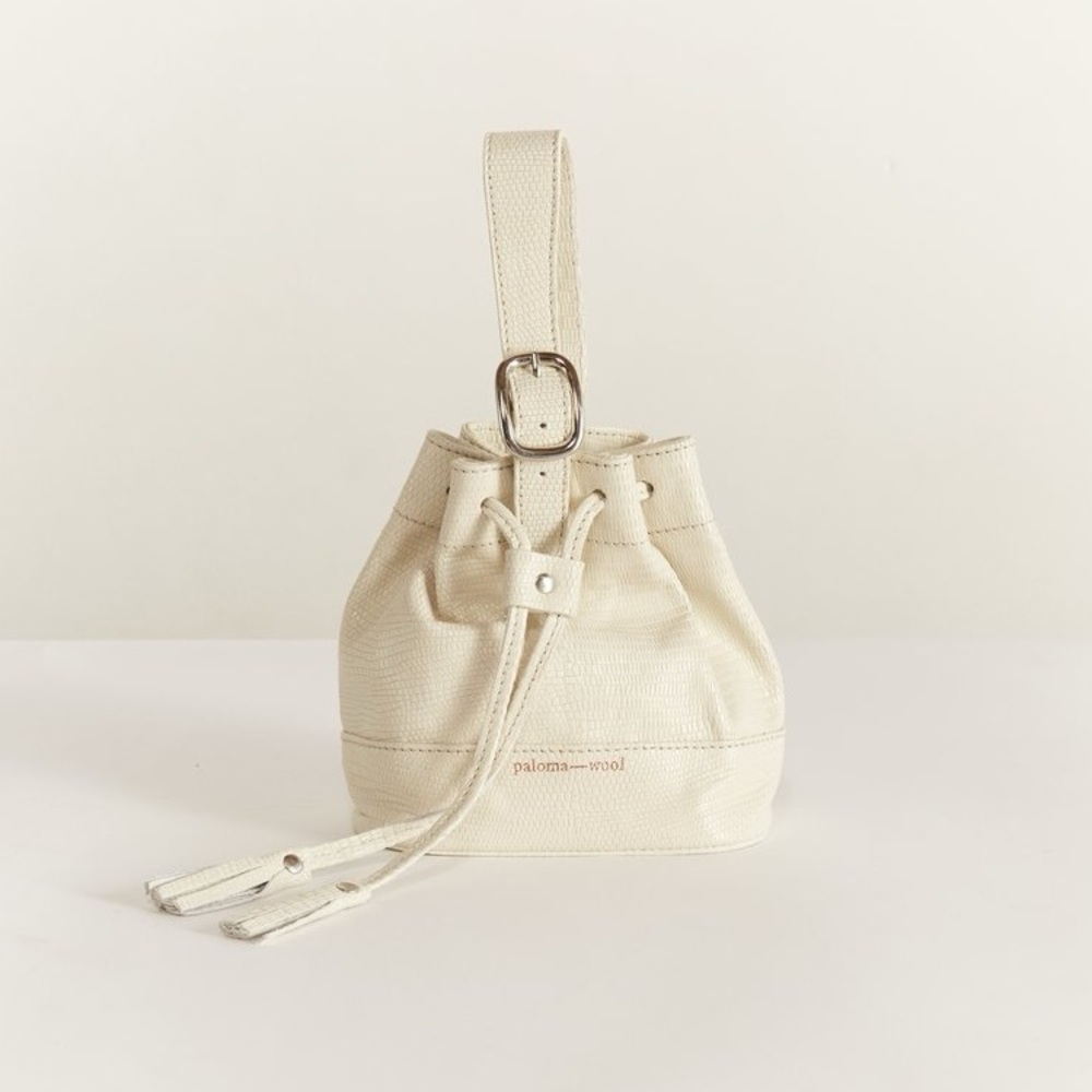 Paloma Wool Maravilla Mini Bucket Bag in white leather
